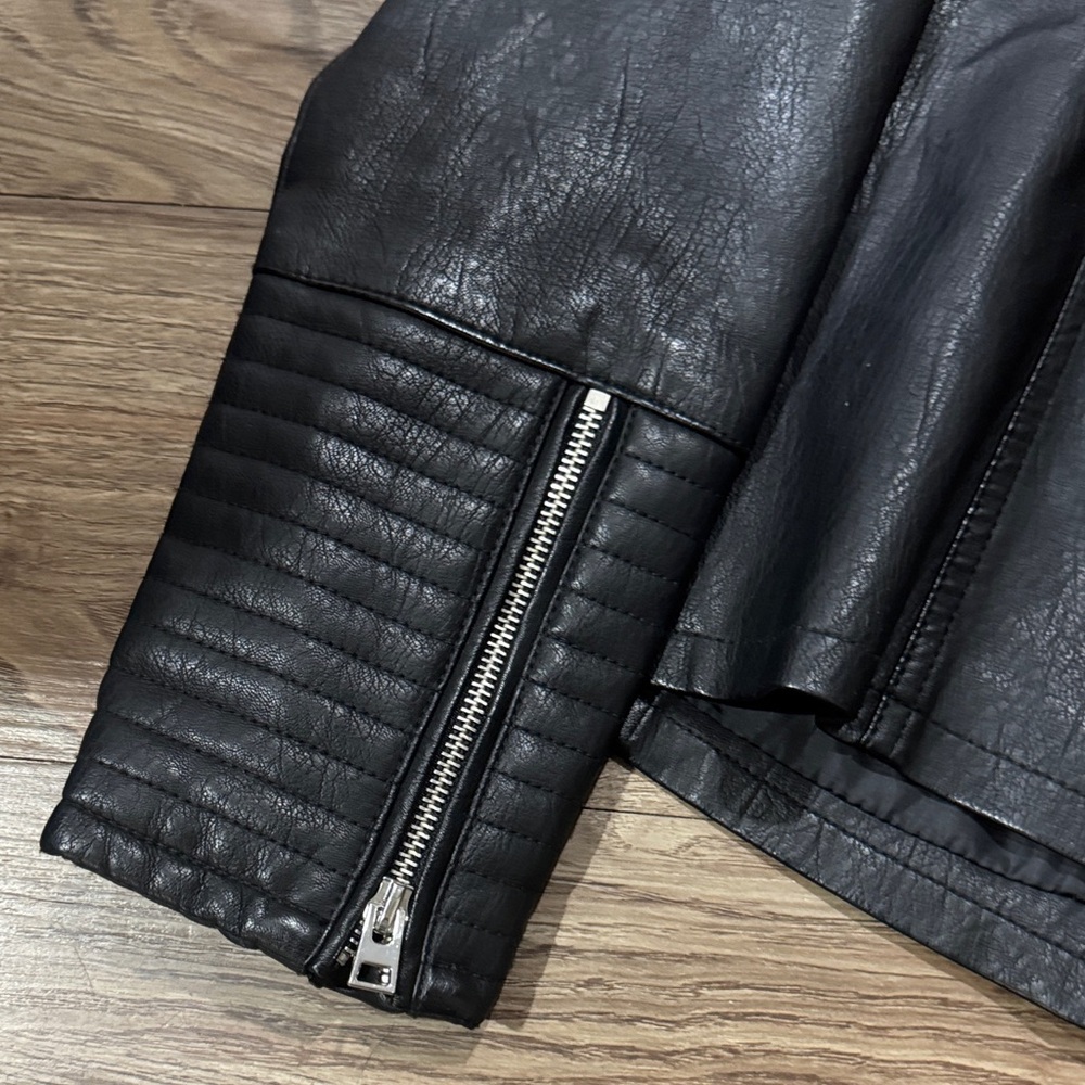 Topshop Black Leather Biker Jacket - Picture 8 of 11